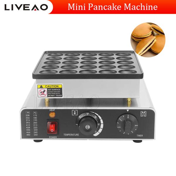 Mini Commercial Pancake Maker 25-Hole Cast Iron Thickened Non-Stick Pancake Maker 110V 220V Round Dorayaki Waffle Maker