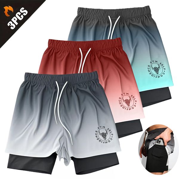 Men's casual sport shorts, two-in-one 5-inch pants, men's gradient color with inner lining, beach combo set of 3, Black + red + mandarin duck
Men's casual sport shorts, two-in-one 5-inch pants, men's gradient color with inner lining, beach combo set of 3, Black + red + mandarin duck