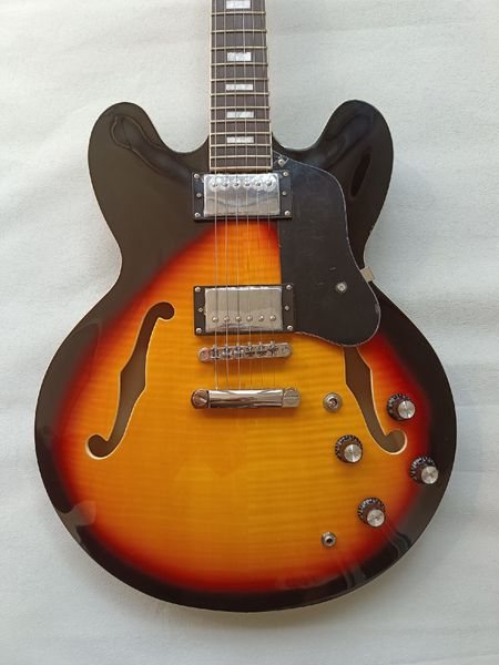 Vintage Sunburst Semi-Hollow Guitar - F-Hole Resonance & Dual Humbuckers | CITES Certified
Vintage Sunburst Semi-Hollow Guitar - F-Hole Resonance & Dual Humbuckers | CITES Certified