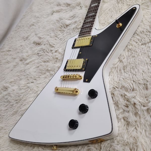 Stark White V-Body Guitar - Black Guard & Gold Hardware | High-Gain Humbuckers
Stark White V-Body Guitar - Black Guard & Gold Hardware | High-Gain Humbuckers