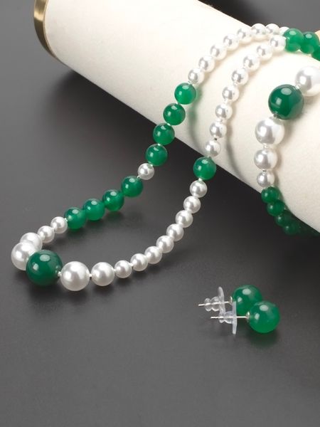 Natural Green Agate Pearl Necklace Bracelet Earrings Set - Elegant Fashion Accessory Suitable for Womens Banquets & Weddings, Ivory
Natural Green Agate Pearl Necklace Bracelet Earrings Set - Elegant Fashion Accessory Suitable for Womens Banquets & Weddings, Ivory