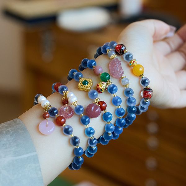 Womens Natural Blue Sugar Heart Agate Bracelet Vintage Semi-Sweet Four Leaf Clover Charm for Good Luck
Womens Natural Blue Sugar Heart Agate Bracelet Vintage Semi-Sweet Four Leaf Clover Charm for Good Luck