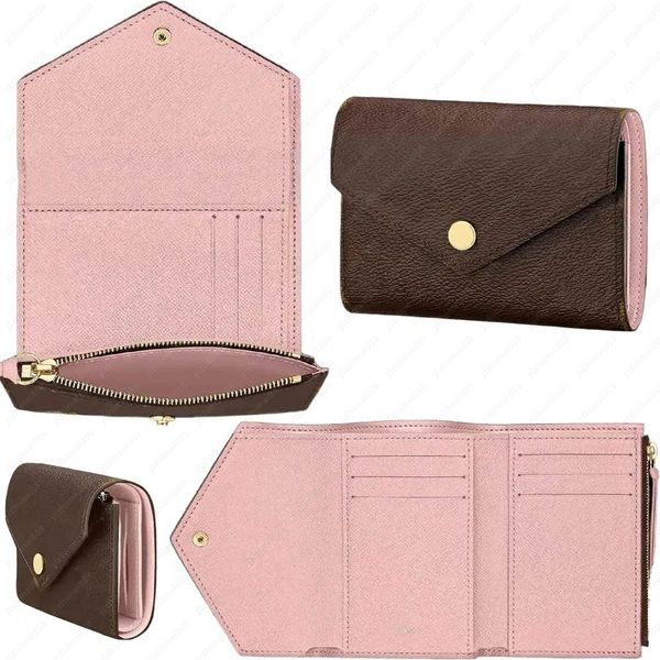 Classic luxury designer wallet, high-quality genuine leather wallet, women's folding coin wallet, metal button folding folder, passport holder, Phot 66