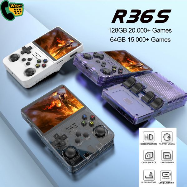Retro Handheld Game Console R36S 3.5-inch Game Console 64GB 128GB IPS Sn Classic Games Portable Pocket Player