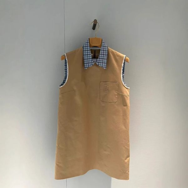 Casual Dresses Designer College style patchwork fake two piece sleeveless vest dress for women, Khaki
Casual Dresses Designer College style patchwork fake two piece sleeveless vest dress for women, Khaki