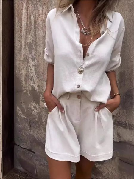 Women's Cotton Linen Shorts Set
