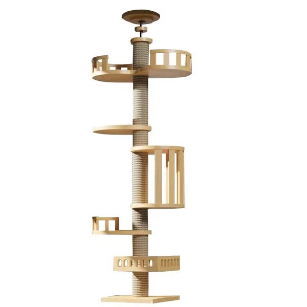Cat Tree Solid Wood Cat Climbing Tower with Robust Structure - Height 100 Inch, Beige
Cat Tree Solid Wood Cat Climbing Tower with Robust Structure - Height 100 Inch, Beige
