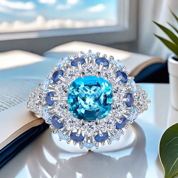 The S925 sterling silver sky blue 8*8 high-carbon diamond women's ring fashionable, individual and beautiful candy-like sweet jewelry ring
The S925 sterling silver sky blue 8*8 high-carbon diamond women's ring fashionable, individual and beautiful candy-like sweet jewelry ring