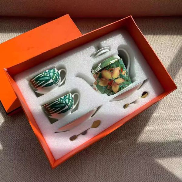 Home Tropical Rainforest Cup Plate One Pot Cups Plates Two Spoons Gift Afternoon Tea Coffee Set 12315