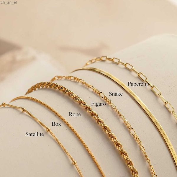 Gold Bracelets for Women Waterproof Bracelet 14K Real Gold Jewellery Sets for Women Trendy Thin Dainty Stackable Cuban Link Paperclip Chain Bracelet Pack X25520URT2