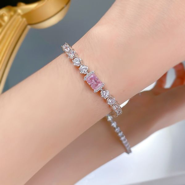 New S925 Silver Ice Flower Cut 6x8 Pink Diamond Inlaid Cluster Diamond Bracelet, Elegant Luxury Design
New S925 Silver Ice Flower Cut 6x8 Pink Diamond Inlaid Cluster Diamond Bracelet, Elegant Luxury Design