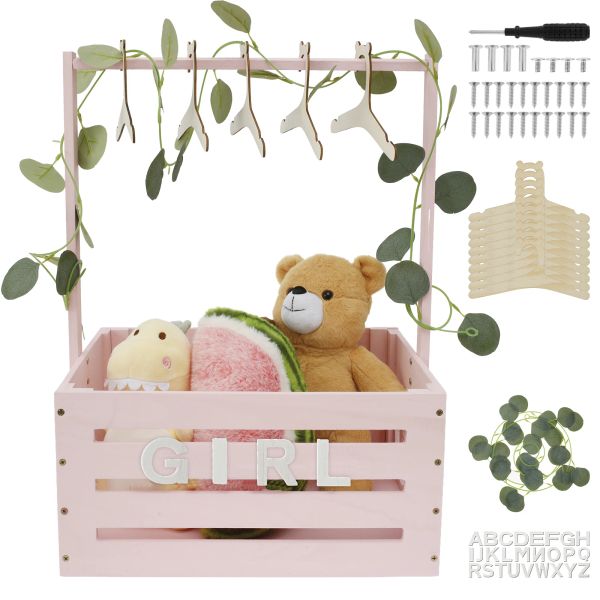 Wooden Baby Shower Crate Closet Baby Basket with Handle Baby Storage Crate Hamper Baby Shower Wooden Gift Crate for New Parent