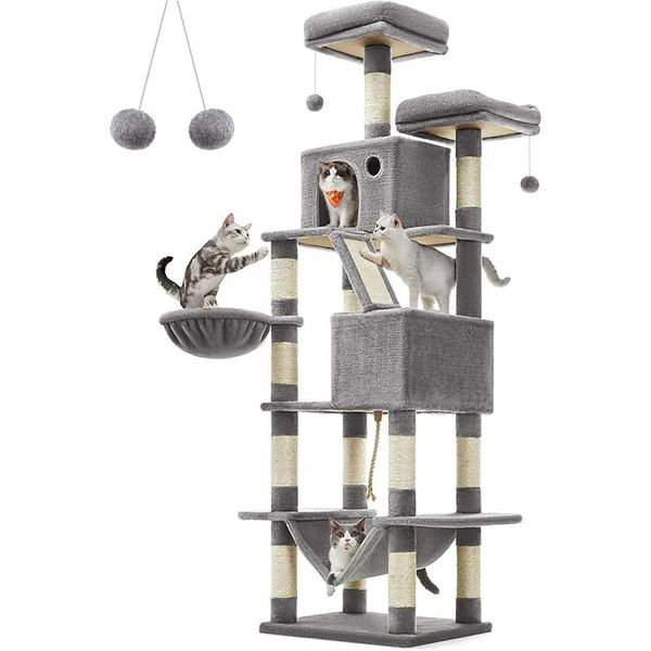 Large Cat Climbing Tree with Scratch Post Cat tree Cat tree tower- Height: 81.1 Inches, Grey
Large Cat Climbing Tree with Scratch Post Cat tree Cat tree tower- Height: 81.1 Inches, Grey