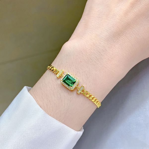 New S925 Sterling Silver Bracelet with 6x8mm Faux Emerald, Simple & Elegant Design for Women, Luxury Minimalist Jewelry
New S925 Sterling Silver Bracelet with 6x8mm Faux Emerald, Simple & Elegant Design for Women, Luxury Minimalist Jewelry