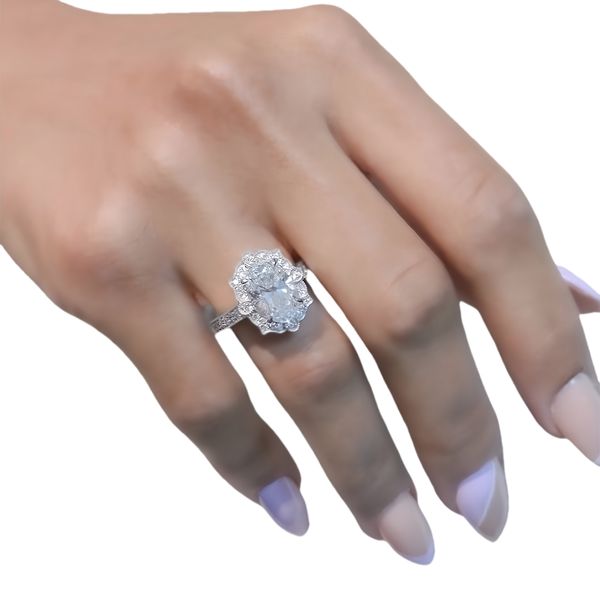 JY Jewelry 2.0 Oval Lab Diamond Engagement Ring IGI Certificate E VS1 CVD Diamond Halo Rings 18K White Solid Gold Women's Wedding Ring