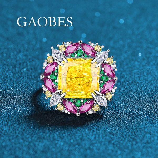 S925 Sterling Silver Yellow High Carbon Diamond Ring, Multicolored Gemstone Open Band Design for Women, Elegant Floral Wedding Ring
S925 Sterling Silver Yellow High Carbon Diamond Ring, Multicolored Gemstone Open Band Design for Women, Elegant Floral Wedding Ring