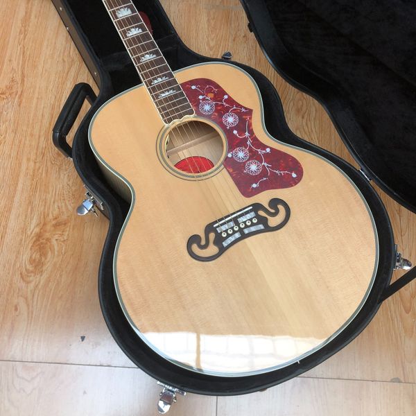 Natural Wood Folk Guitar: Floral Pickguard, Curved Bridge & Warm Acoustic Resonance
Natural Wood Folk Guitar: Floral Pickguard, Curved Bridge & Warm Acoustic Resonance