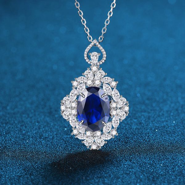 High-End 925 Sterling Silver Sapphire and Diamond Pendant Necklace for Women, Fashion Luxury Jewelry Accessory
High-End 925 Sterling Silver Sapphire and Diamond Pendant Necklace for Women, Fashion Luxury Jewelry Accessory