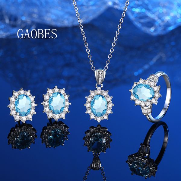 925 Sterling Silver Aquamarine Blue Gemstone Necklace, Earrings, and Ring Set with High Carbon Diamonds for Women
925 Sterling Silver Aquamarine Blue Gemstone Necklace, Earrings, and Ring Set with High Carbon Diamonds for Women