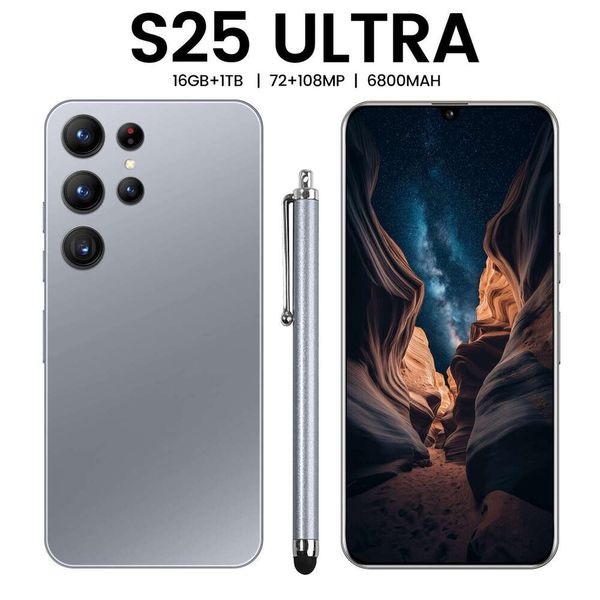 i 16 17 S25 Ultra Phone 6 7inch Large Screen Android 13 New Hot Selling display 13MP+50MP camera fingerprint and facial recognition comes with headphones + phone case