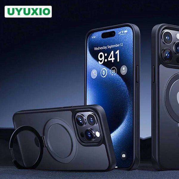 Translucent Phone with Magnetic Ring Stand for iPhone 16 15 14 Pro Max Case Plus 12 13 11 Mobile Cases Ultra Slim Cover High quality