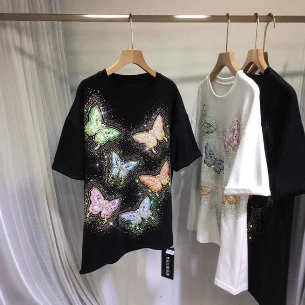 1.0-150kg Plus Size New Heavy Embroidered Rhinestone Butterfly Round Neck Fashionable Slimming Short Sleeve T-Shirt for Women Trendy, Black
1.0-150kg Plus Size New Heavy Embroidered Rhinestone Butterfly Round Neck Fashionable Slimming Short Sleeve T-Shirt for Women Trendy, Black