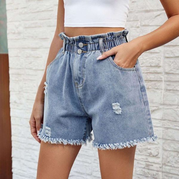 Shorts Women Denim Shorts Women S Summer New Washed Elastic Waist Denim Bloomers Shorts Trend Jean Shorts