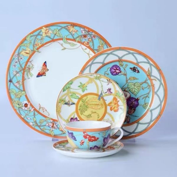 Fruit butterfly series tableware plate bone china art steak creative decorative plate ornament