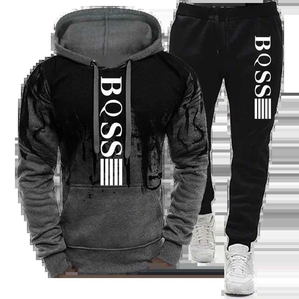 2025 model mens hooded sweatshirt mens clothing splatter print sports shirt mens suit sports jacket and pants set new me W251202