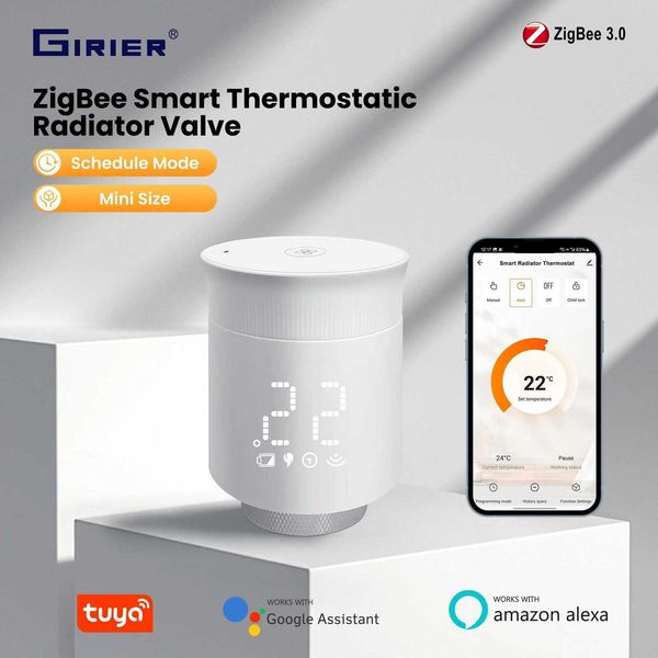 GIRIER Tuya Smart Radiator Thermostat ZigBee Thermostatic Radiator Valve Mini TRV for Heating Works with Alexa Google Home X251203