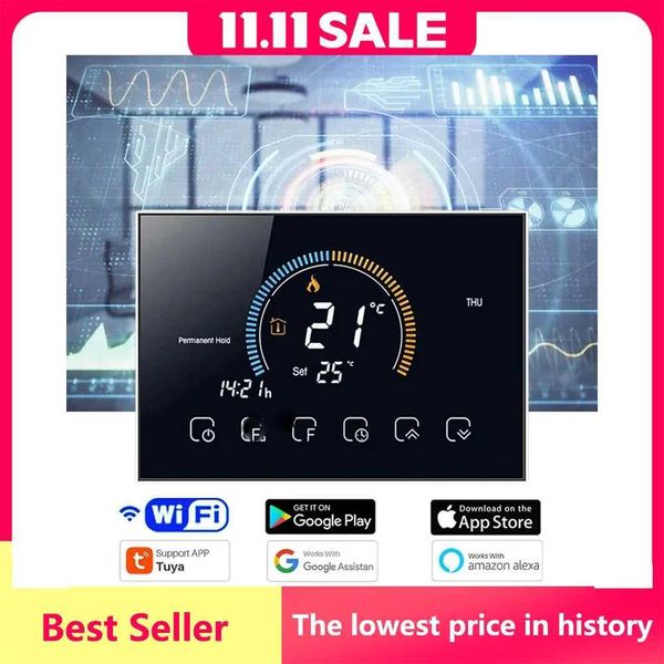 TUYA Wi-Fi Smart Large Colorful Screen Room Programmable Air Thermostat WIFI for Switch Heating Cooler Bridge Voice Alexa X251203