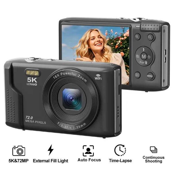 5K Digital Camera 28 inch HD Rechargeable Cameras with 16x Zoom Vintage Vlog Camera 72MP Cameras for Teens Adult BeginnerXJ251203