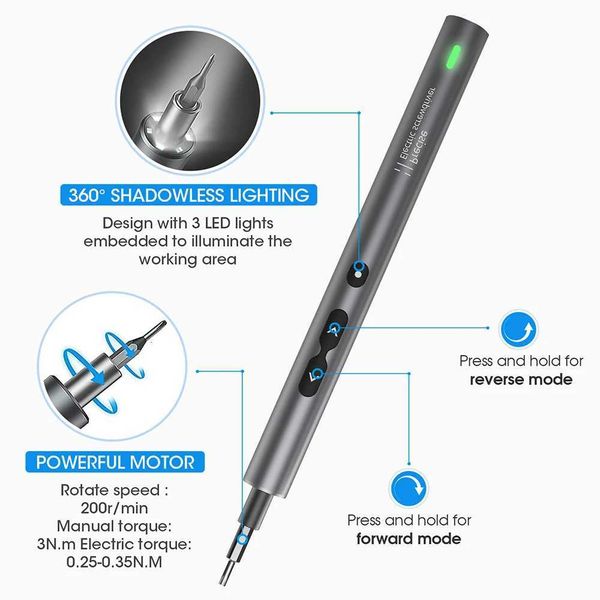 62/6 in 1 Electric Screwdriver Set Precision Handle Portable Power Tool Kits Wireless Cordless Small Bits for Phone Watch Repair X2512031