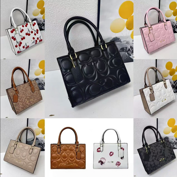 Designer Black Embossed Chain Leather Tote Bag