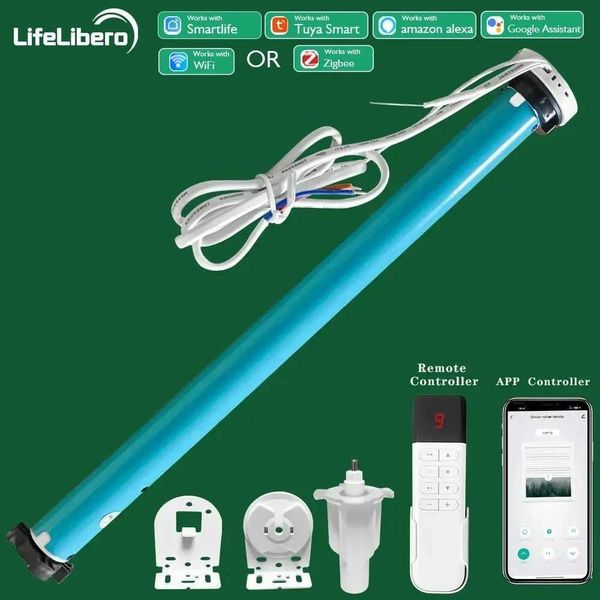 LifeLibero Tuya Zigbee Or Wifi Smart Curtains Motor Roller Blinds For Windows Automatic Shade System Remote Voice Control Alex X251203