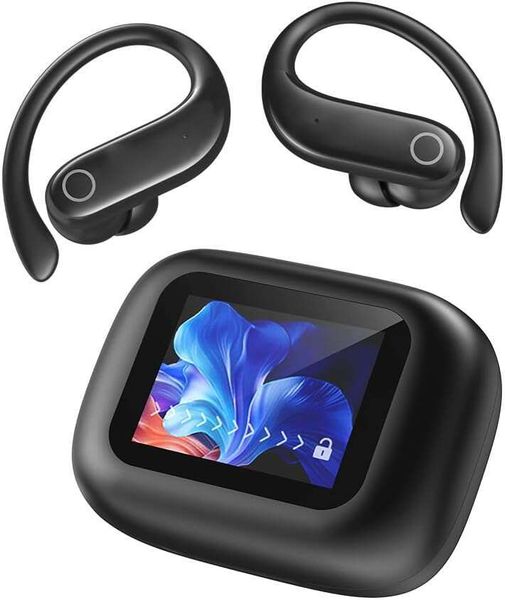 NE61 AI Real Time Heart Rate Monitor Translator Earbuds 135 Languages Open Ear Clip Wireless Bluetooth 3in1 Translating Headphones LCD Touch Screen Included for