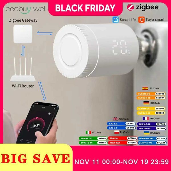 Smart ZigBee 30 Radiator Valve Tuya Thermostatic Radiator Valve Tuya Smart Life Temperature Controller Works With Google Alexa X251203