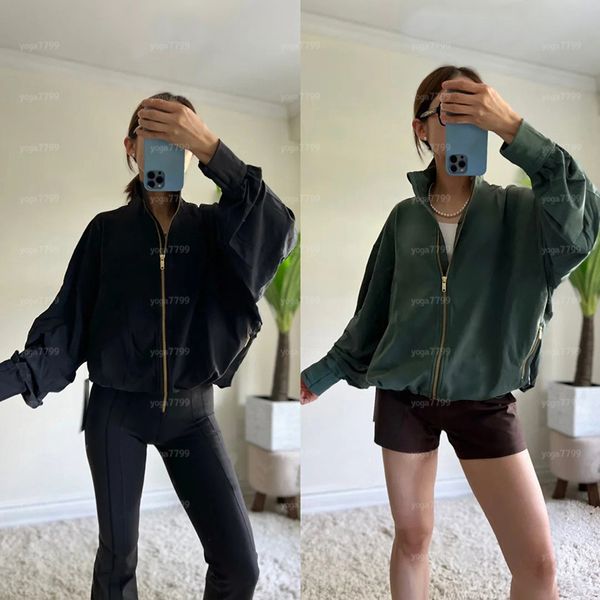 DHgate Yoga Jacket Sports Coat Gym Outfits Jacket Womens Jackets Workout Sport Batwing Sleeve Coat Fitness Jackets Quick-Dry Tops Solid Zip Up Sweatshirt Sportswear Gym Set sold by DHgate