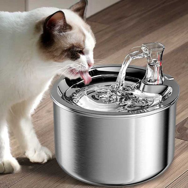 ROJECO Stainless Steel Cat Water Fountain Automatic Water Dispenser For Cat Dog Pet Smart Motion Sensor Water Purifier Drinker M251204
