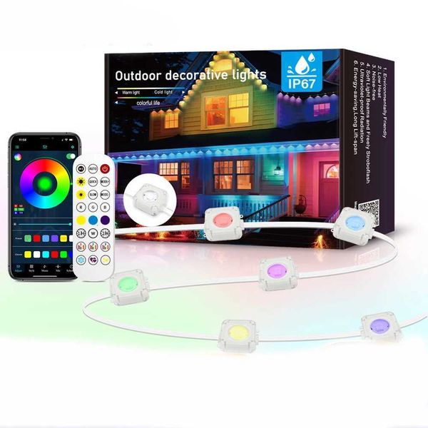 15m WS2812 WS2812B LED eaves light RGB rainbow string smart Bluetooth app control Fairy lights atmosphere outdoor decoration 24V Z251205