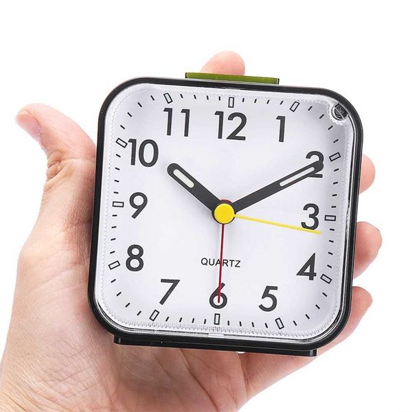 Non-ticking Analog Quartz Clock with Light Small Desk Silent Luminous Alarm Clocks Snooze for Heavy Sleepers Office Bedroom M251205
