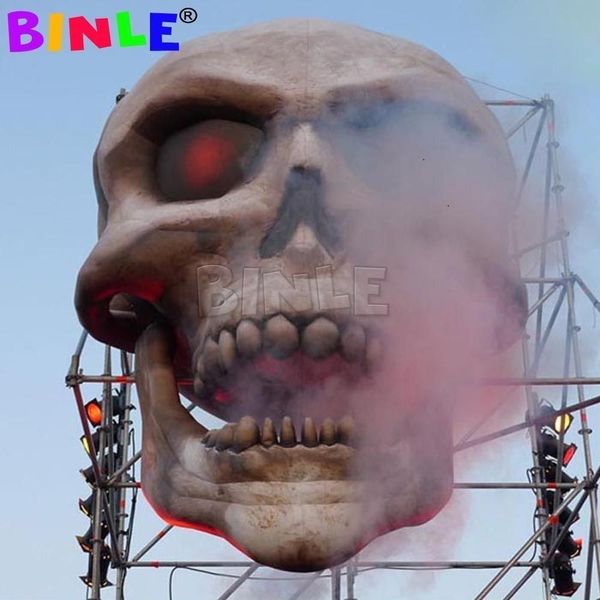 Crazy Halloween decoration giant inflatable skull head hanging skeleton model with internal blower for event stage advertising