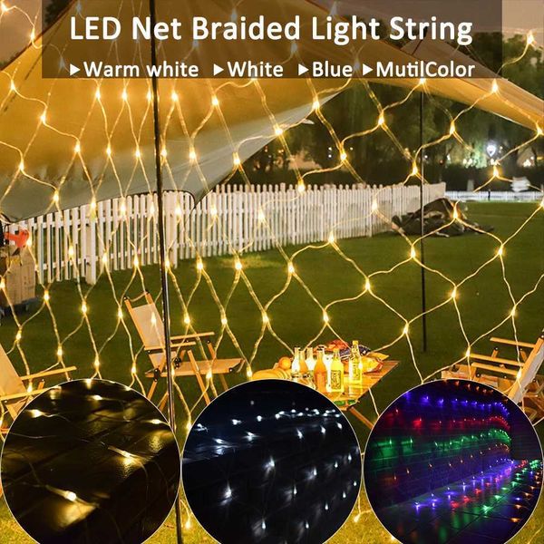 LED Net Lighting String Warm White Blue Multicolor Outdoor 220V 110V Christmas Garden Holiday Home Decor Wedding Party Fairy M251206