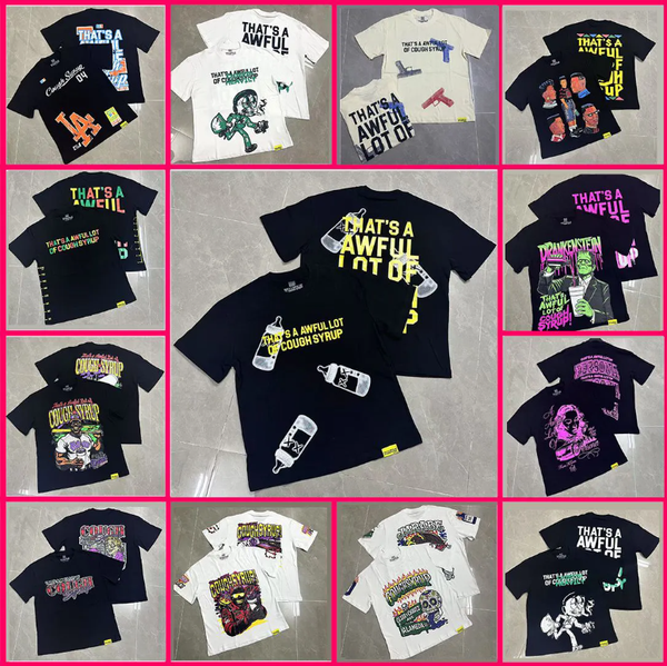 Hot sale t hats a awful lot of caugh syrup shirt Fashion Designer Mens T shirts Printed Graphic T-shirt Cotton Casual Tees COUGH SYRUP Short Sleeve Hip Hop Stre us size S-XL