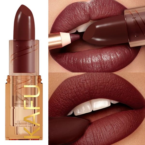 1PC Professional Lipstick Waterproof Lips Makeup Long Lasting Pigment Nude Brown Red Lipsticks Velvet Matte Lip Tint Cosmetics 251204