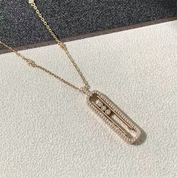 Three Diamond Designer Gold Necklace