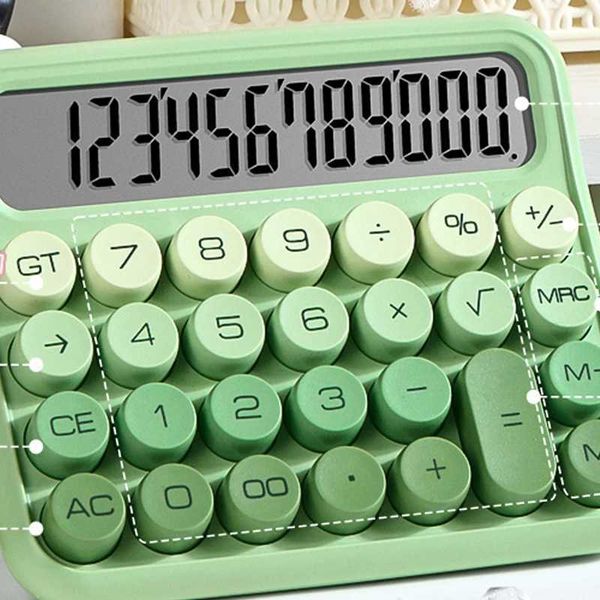 Mechanical Buttons Retro Typewriter Calcator Stationery Large Screen Vintage Gradient Color Calcator Easy To Use Portable H251208