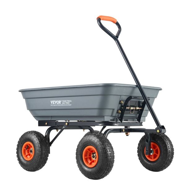 Dump Cart, Poly Garden Dump Cart with Easy to Assemble Steel Frame, Dump Wagon with 2-in-1 Convertible Handle, Utility Wheelbarrow 600 lbs Capacity, 10 inch Tires
Dump Cart, Poly Garden Dump Cart with Easy to Assemble Steel Frame, Dump Wagon with 2-in-1 Convertible Handle, Utility Wheelbarrow 600 lbs Capacity, 10 inch Tires