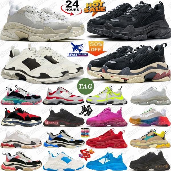 Triple S Clear Sole Shoes Designer Sneakers Triples Tape Type Lace Trainers Bla…