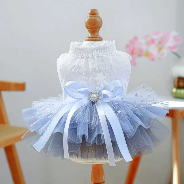 Spring Summer New Bow-knot Princess Wedding Skirt For Small Medium-sized Dogs Dress Breathable Cool Comfortable Pet Clothes M251208